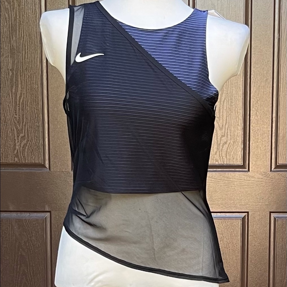 Nike Dri-Fit ADV black + blue asymmetric shirt